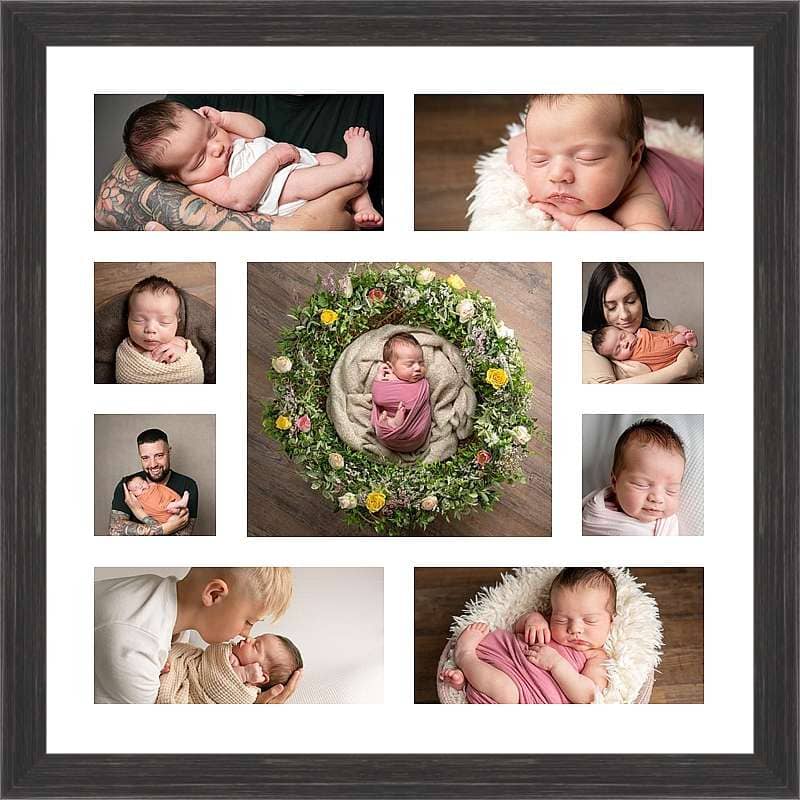 newborn photographer west sussex shows wall art of baby photos in frame